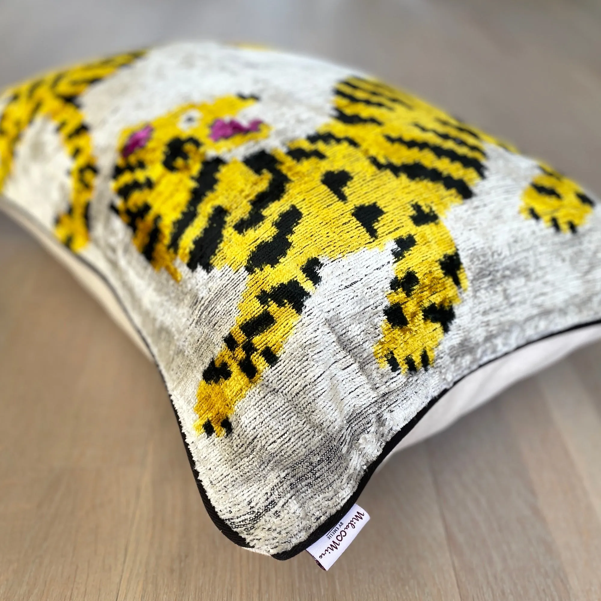 Velvet Ikat Cushion Tigers | Velvet Ikat Pillow Tigers