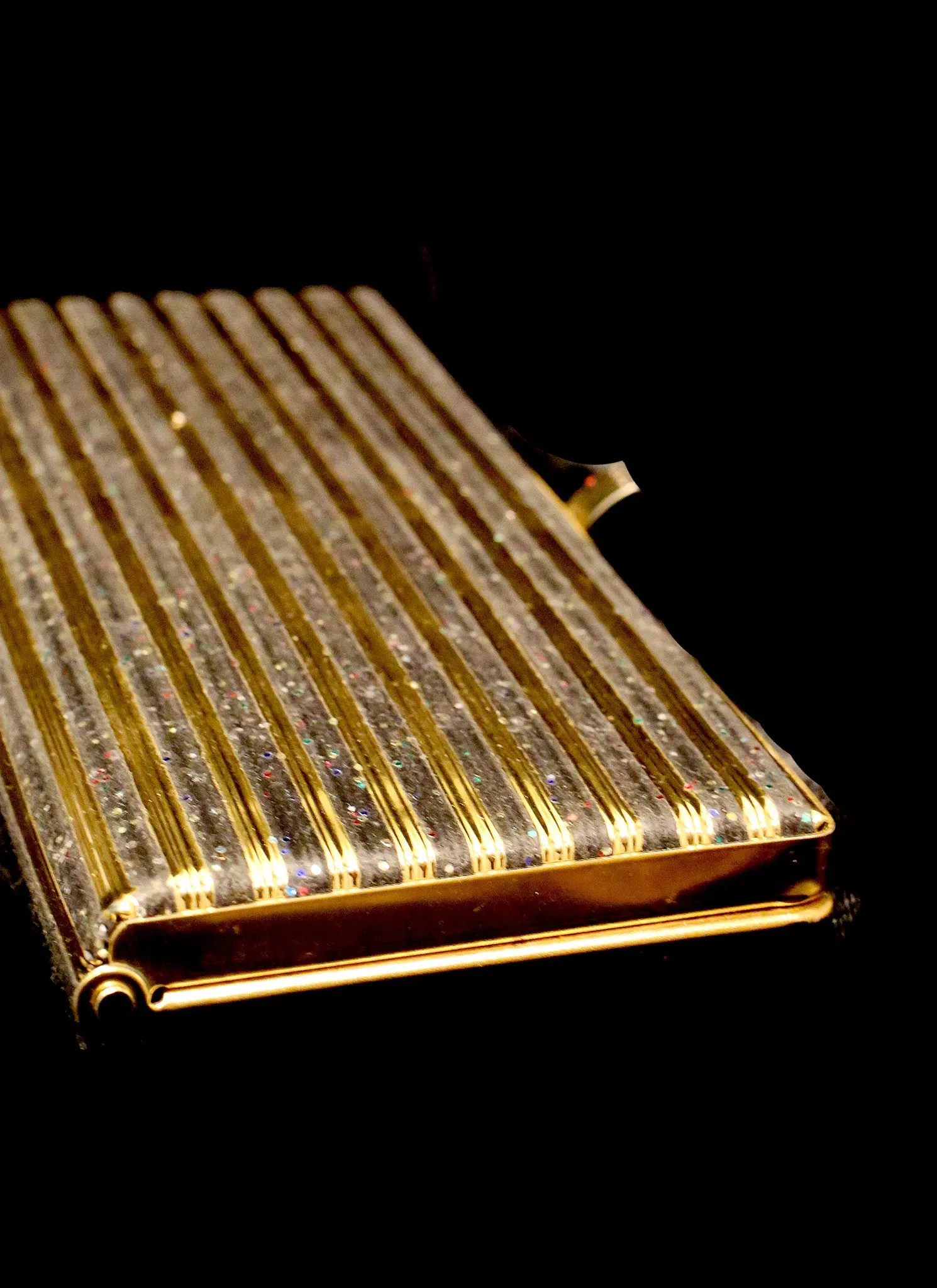 Vintage 1950s Gold Stripe Clutch Bag