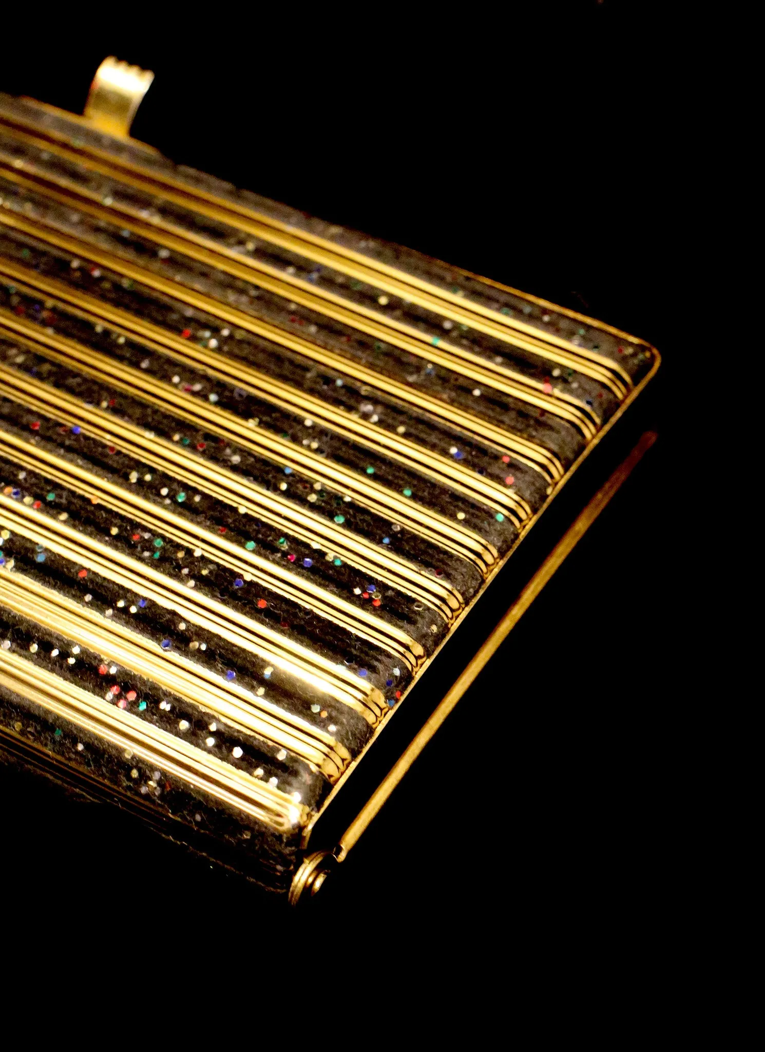 Vintage 1950s Gold Stripe Clutch Bag
