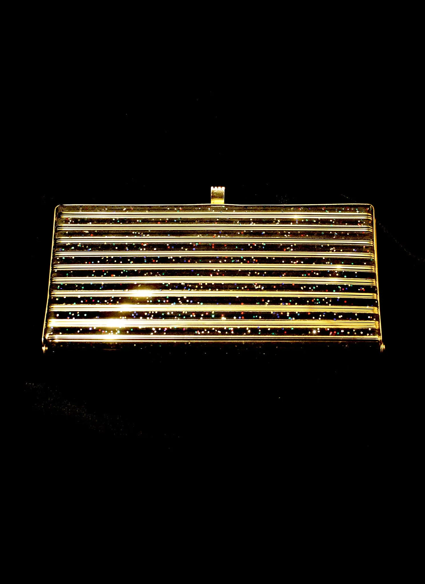Vintage 1950s Gold Stripe Clutch Bag