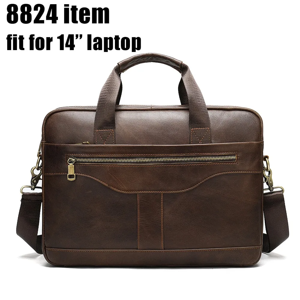 WESTAL Men's Briefcases Men's Bags Genuine Leather Lawyer/office Bag for Men Laptop Bag Leather Briefcases Bag for Documents 209