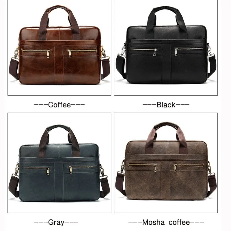 WESTAL Men's Briefcases Men's Bags Genuine Leather Lawyer/office Bag for Men Laptop Bag Leather Briefcases Bag for Documents 209