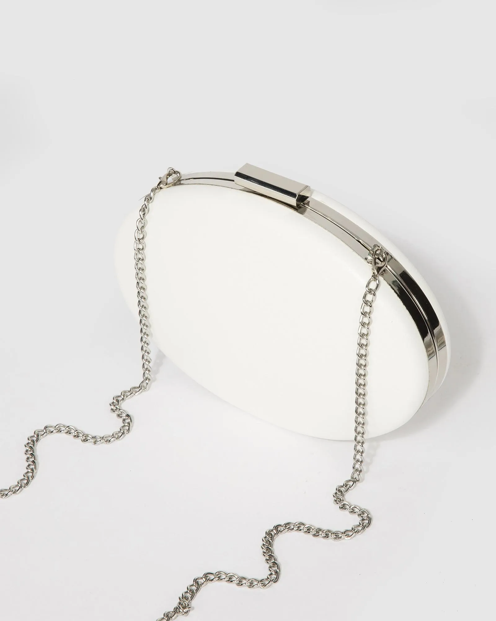 White Carmen Crystal Handle Clutch Bag