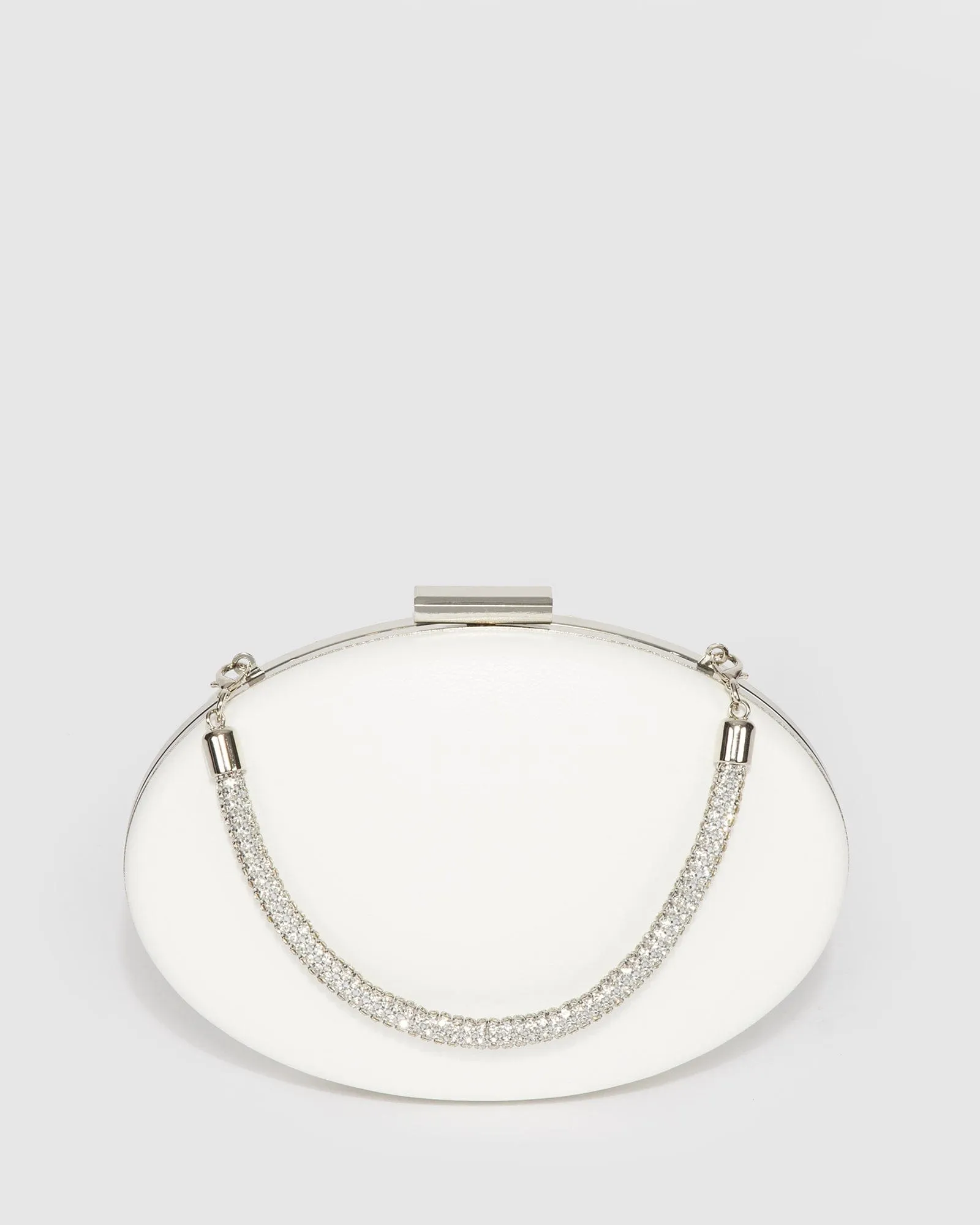 White Carmen Crystal Handle Clutch Bag