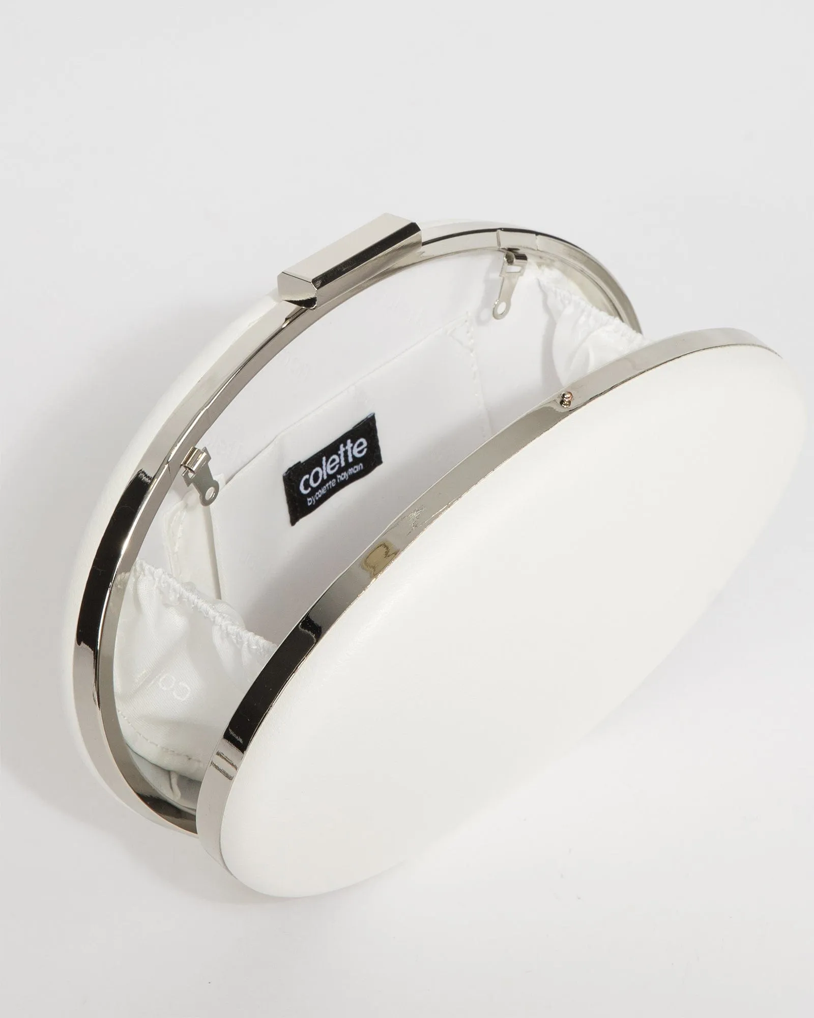 White Carmen Crystal Handle Clutch Bag