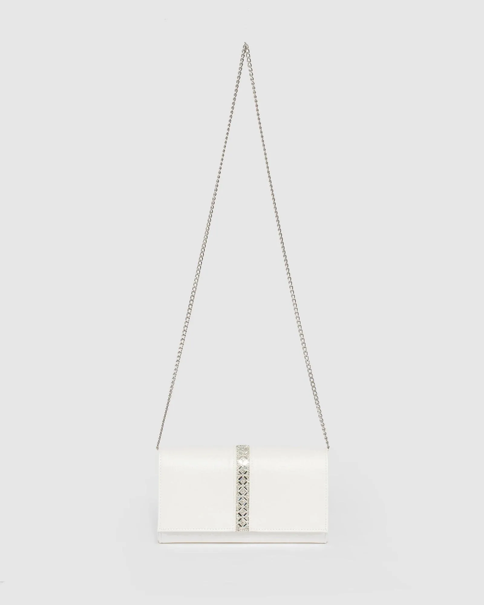 White Ellie Crystal Clutch Bag