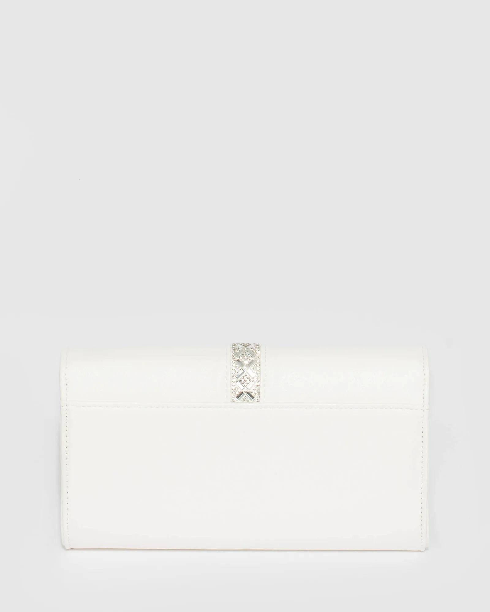 White Ellie Crystal Clutch Bag