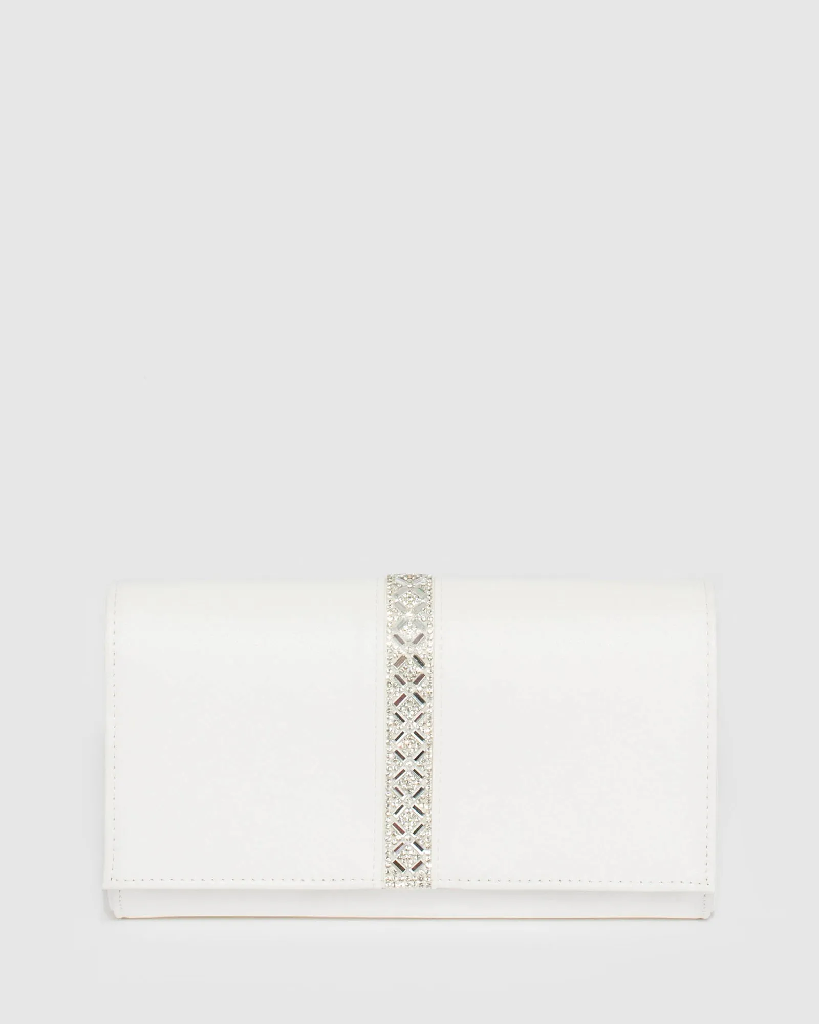 White Ellie Crystal Clutch Bag
