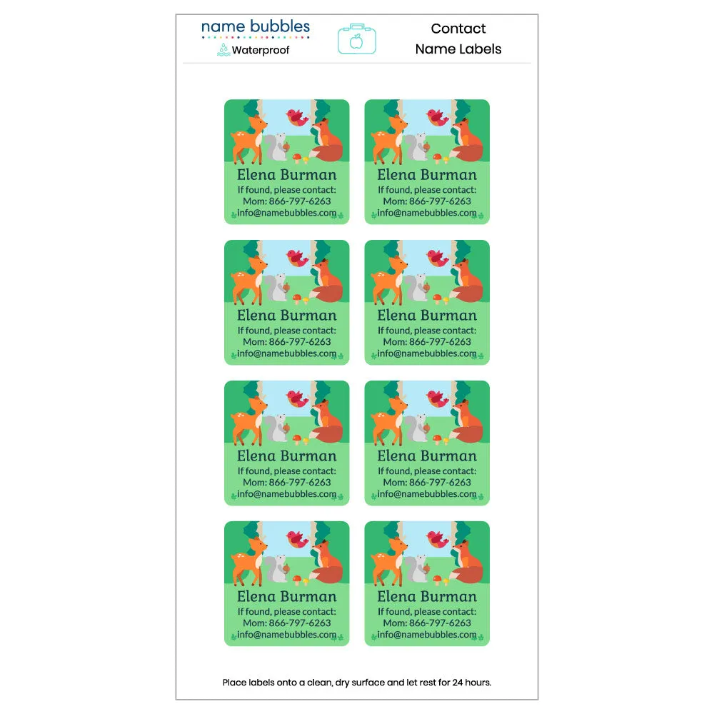 Woodland Animals Contact Labels