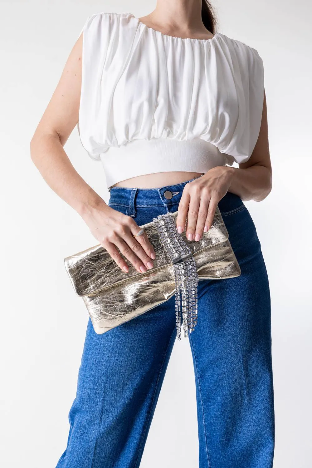 Zandra Clutch - Light Platinum Silver